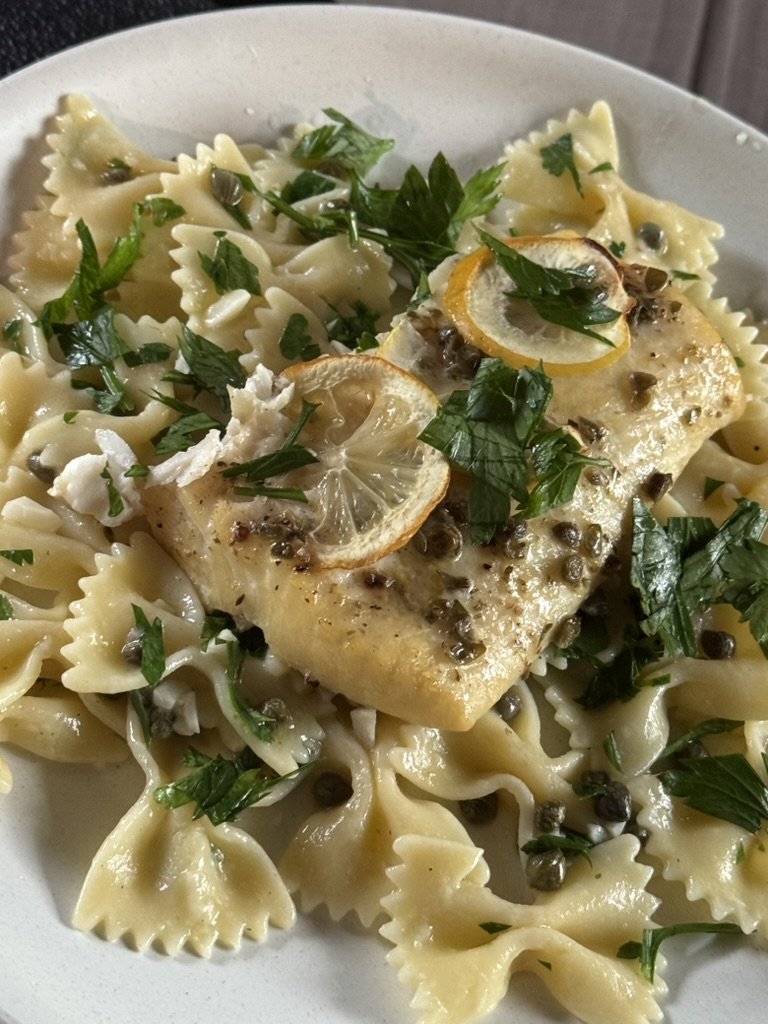 Cedar-Planked Halibut Piccata