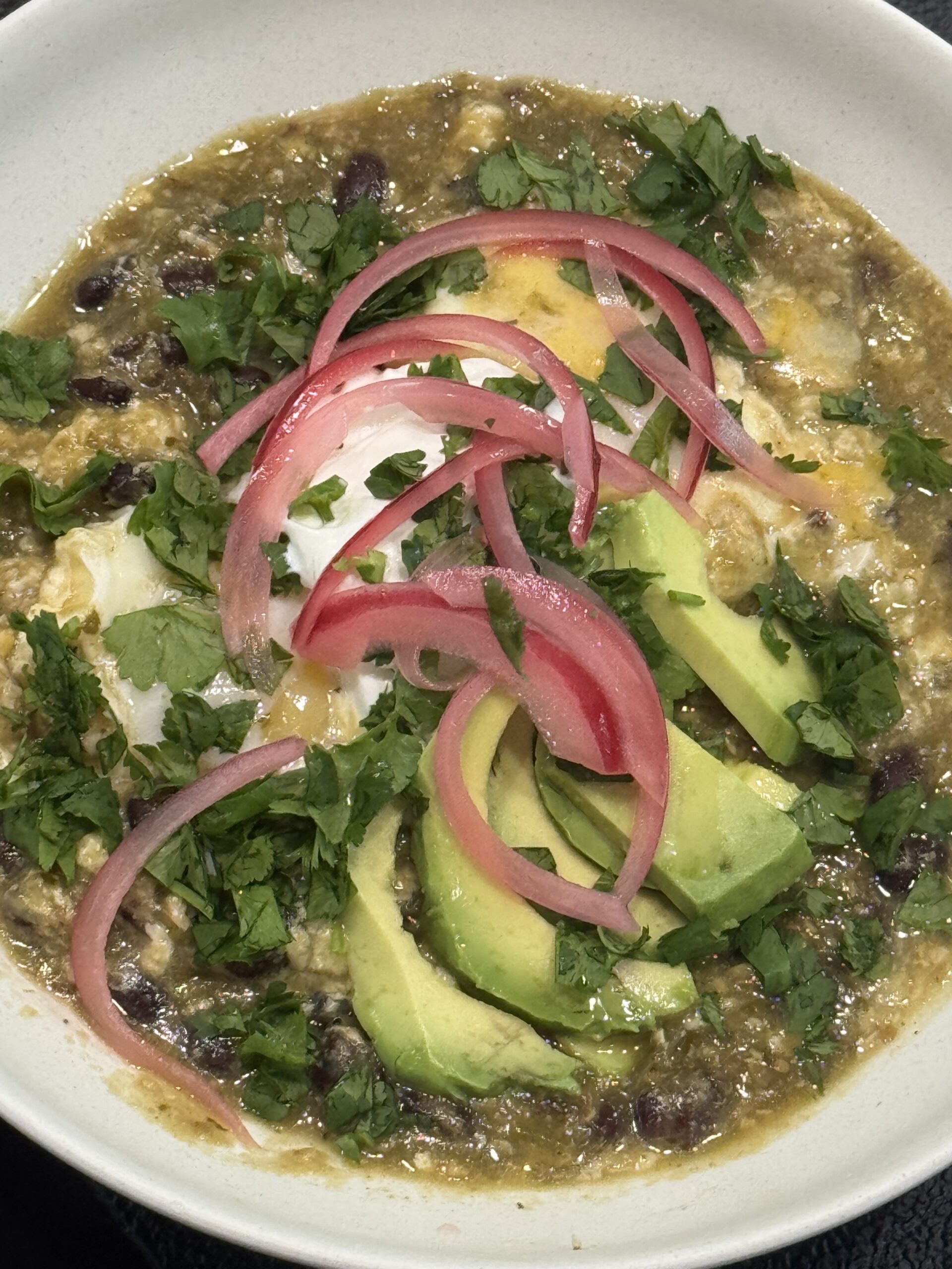Salsa Verde Eggs with Black Beans
