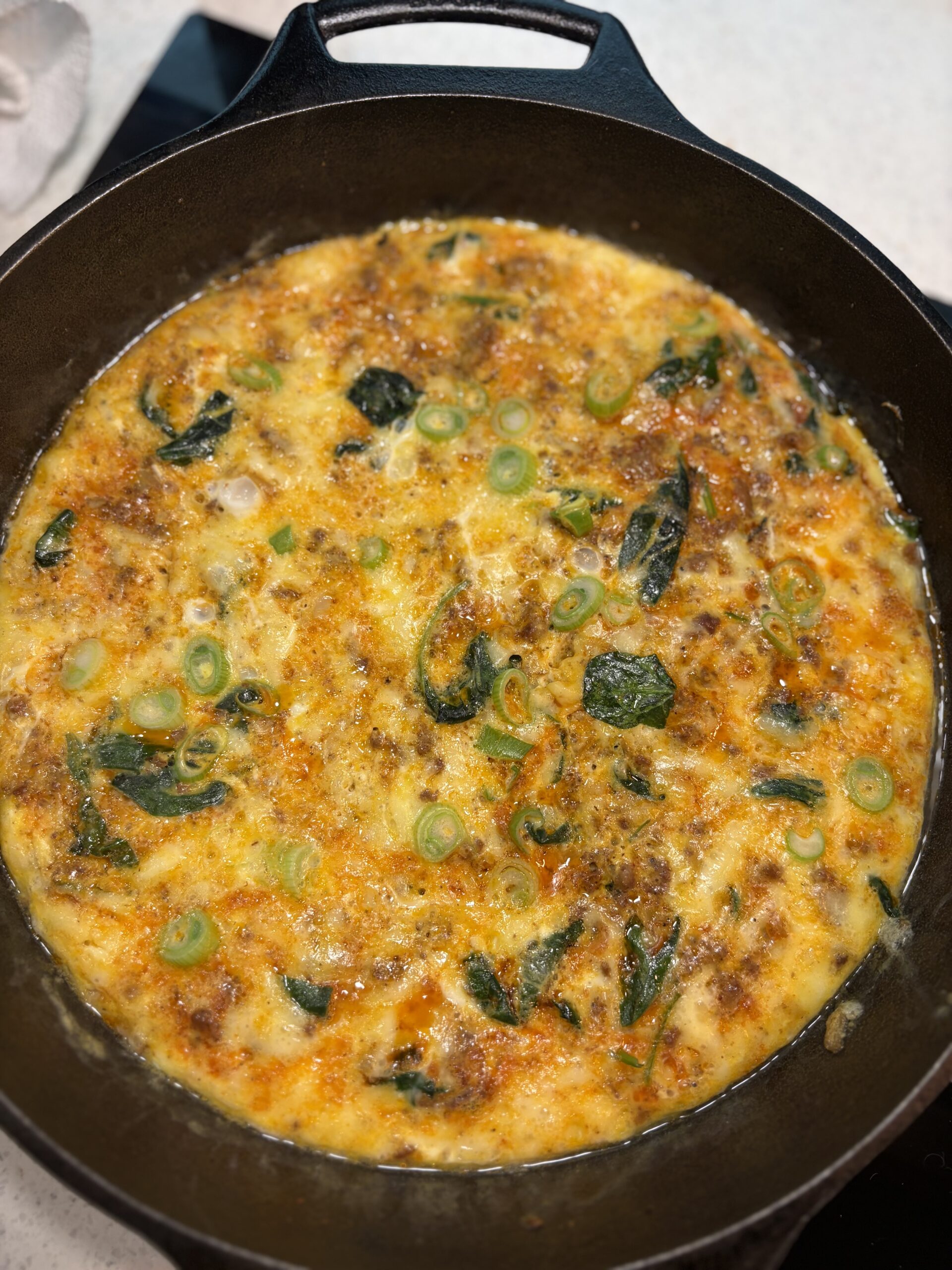 Chorizo, Spinach, and Cheese Frittata