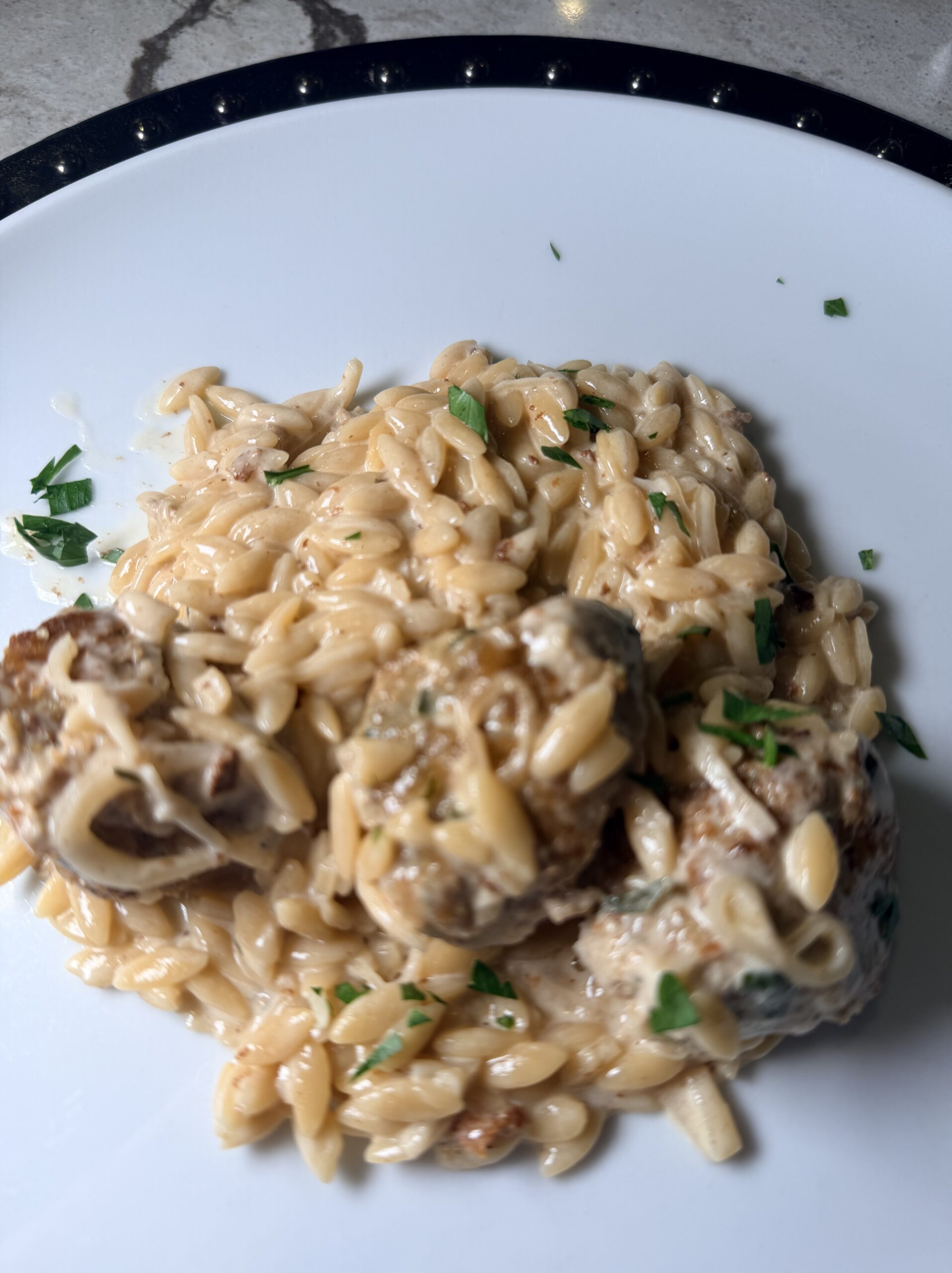 chicken meatballs with orzo