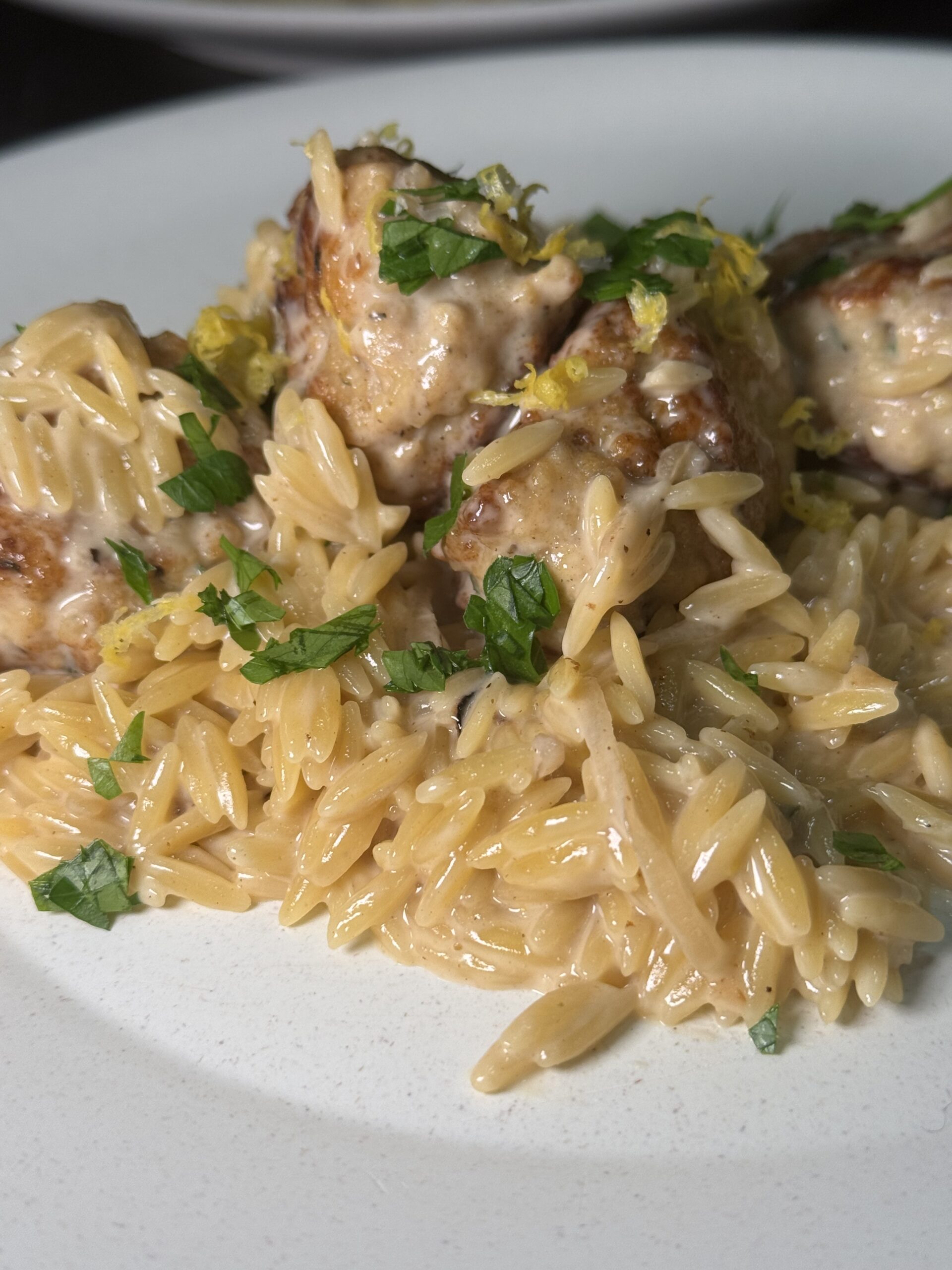 Chicken Meatballs with Creamy Orzo (Easy One-Pan Comfort Food)